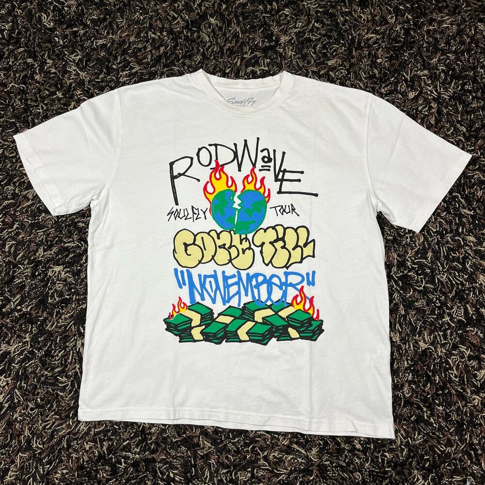 Rod Wave Soul Fly Official Tour Merch Gone Till November White Mens‎ Sz 3XL New
